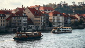 Historic Prague Riverside Cityscape