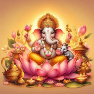 Lord Ganesha on Lotus