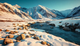 Majestic Snow-Capped Mountain Range