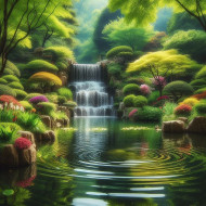 Tranquil Waterfall Pond